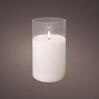 LED flakkerkaars in glas 10x17,5cm wit - 5509685 - thumbnail