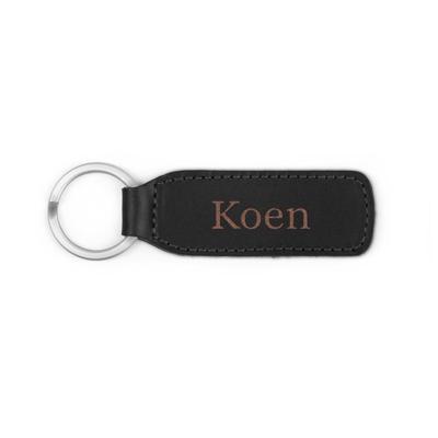 Leren sleutelhanger graveren - Zwart Leren sleutelhanger graveren - Zwart