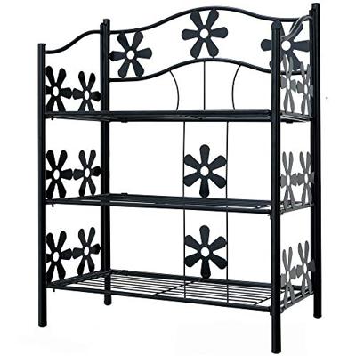 Staande plantenrek Mozaïek Zwart 60x30x70cm met 3 Planken