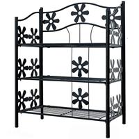 Staande plantenrek Mozaïek Zwart 60x30x70cm met 3 Planken - thumbnail