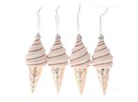 Kersthanger ijsje set a 4 stuks roze - thumbnail