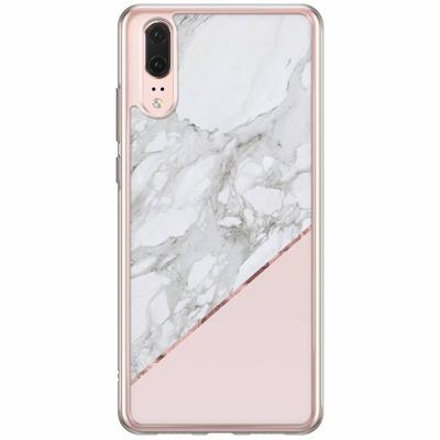 Huawei P20 siliconen hoesje - Marmer roze