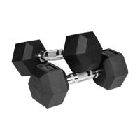 REBEL ACTIVE Rubbergecoate gietijzeren dumbbells 2x8 kg - thumbnail
