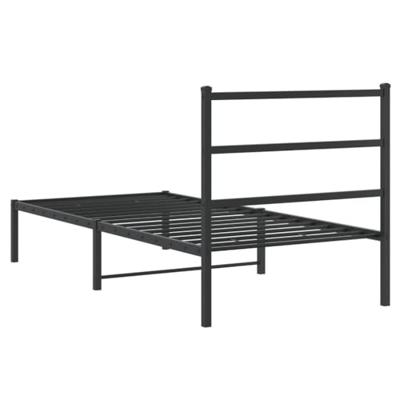 Bedframe met hoofdbord metaal zwart 90x200 cm