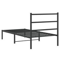 Bedframe met hoofdbord metaal zwart 90x200 cm - thumbnail