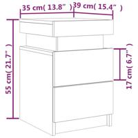 Nachtkastjes met LED 2 st 35x39x55 cm bruineikenkleurig - thumbnail