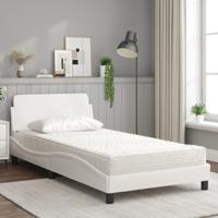 Bed met matras kunstleer wit 100x200 cm - thumbnail