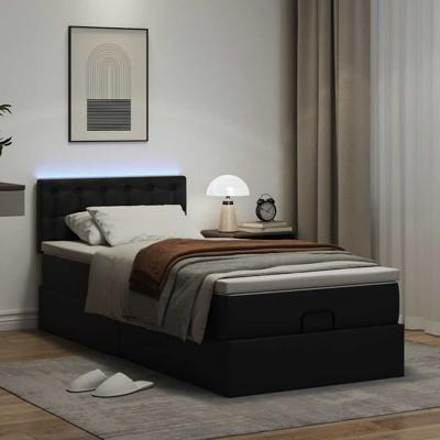 Ottoman bed met matrassen en LED's 100x200cm kunstleer zwart