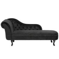 Beliani - NIMES - Chaise longue - Zwart - Linkerzijde - Fluweel - thumbnail