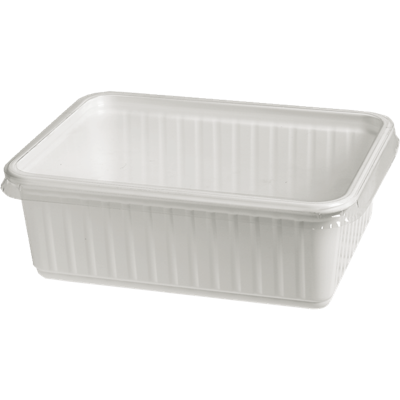 Bak | PS | 1000ml | incl. Deksel | 183x135x63mm | wit/transparant | 150 stuks