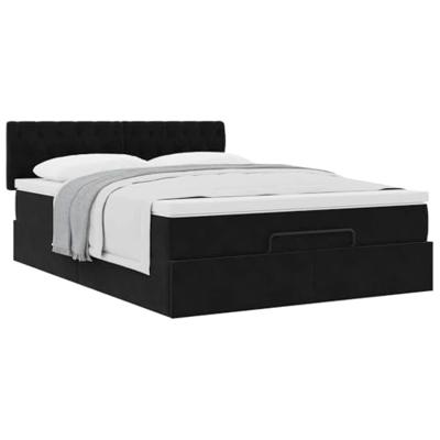 Ottoman bed met matras 140x200cm fluweel zwart