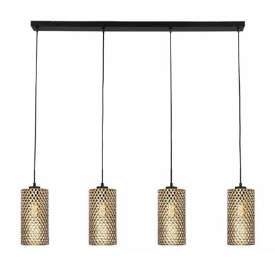 Freelight Hanglamp Cestino 4 lichts L 120 cm zwart - goud