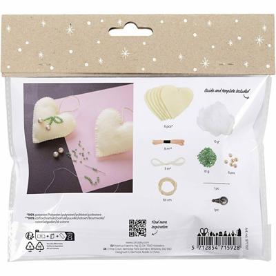 Creativ Company Mini hobbyset naaien, harten, off white, 1 doos