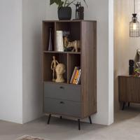 Artistiq Wandkast 'Romain' 138 x 60cm, kleur Walnoot / Grijs - thumbnail