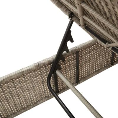 Ligbed met kussen poly rattan lichtgrijs - thumbnail