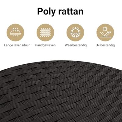 7-delige Tuinset met kussens poly rattan zwart - thumbnail
