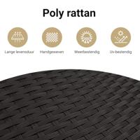 6-delige Loungeset met kussens poly rattan zwart - thumbnail