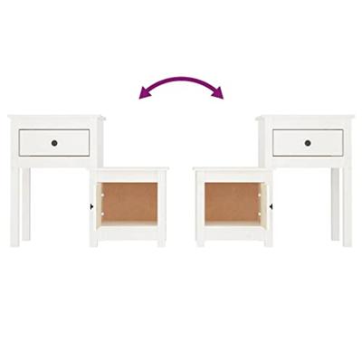 Nachtkastjes 2 st 79,5x38x65,5 cm massief grenenhout wit