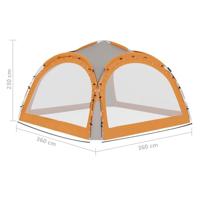 VidaXL Partytent met led en 4 zijwanden 3,6x3,6x2,3 m grijs en oranje - thumbnail