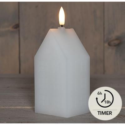 LED Kaars wax huisje wit 5x6x15cm