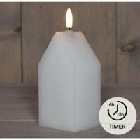 LED Kaars wax huisje wit 5x6x15cm - thumbnail