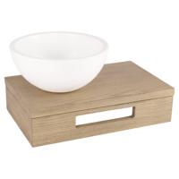 Differnz fonteinset - 40x21x10cm - Rechthoek - 0 kraangaten - wit mat keramieken waskom - Hout licht eiken SW642466 / SW705517 - thumbnail