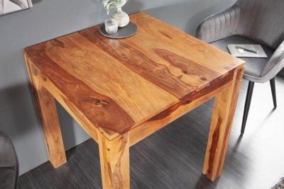 Massief houten eettafel PURE 70cm bistrotafel met natuurlijke Sheesham steenafwerking vierkant - 36746