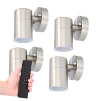 4x Mason LED Wandlamp - Dimbaar - 4 Watt 345 lumen - IP44 Waterdicht - GU10 - 2700K Warm Wit - Binnen en buiten - RVS - Incl. dimmer met afstandsbediening - tuinverlichting - thumbnail