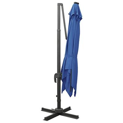 VidaXL Zweefparasol met paal en led-verlichting 300 cm azuurblauw