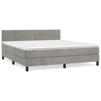 Boxspring met matras fluweel lichtgrijs 180x200 cm