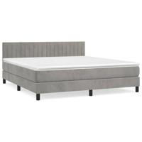 Boxspring met matras fluweel lichtgrijs 180x200 cm - thumbnail