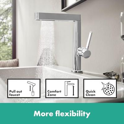 Hansgrohe Finoris wastafelmengkraan 1 - hendel Chroom 76063000 - thumbnail