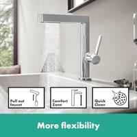 Wastafelkraan Finoris HansGrohe 230 2 Jets Met Uittrekbare Vuistdouche Met PushOpen Chroom - thumbnail