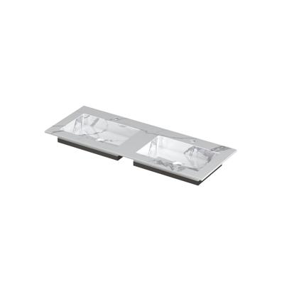 INK Post Wastafel Keramische Slab Envelop Bak Dubbel 2 Kraangaten - 1200x450x10 mm - Statuario Glans