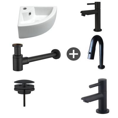 Fonteinpack Pallas Keramiek 44.5x32.5x13 cm Mat Zwart (Keuze uit 4 kranen) Fonteinpack Pallas Keramiek 44.5x32.5x13 cm Mat Zwart (Keuze uit 4 kranen)