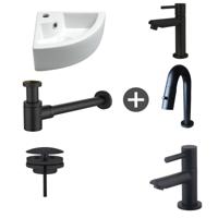 Fonteinpack Pallas Keramiek 44.5x32.5x13 cm Mat Zwart (Keuze uit 4 kranen) - thumbnail