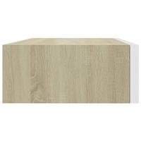 Wandschappen 2 st met lade 40x23,5x10 cm MDF eikenkleurig en wit - thumbnail