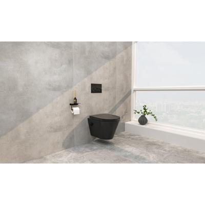 Wiesbaden Vesta Wandcloset Rimless met Bidetkraan - Warm/Koud Water - met Vesta Toiletzitting - Mat Zwart