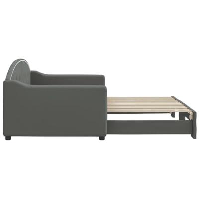Slaapbank met onderschuifbed 90x200 cm stof donkergrijs