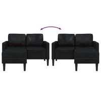 2-zitsbank met ligstoel L-vormig 125 cm kunstleer zwart - thumbnail