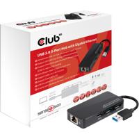 Club 3D CSV-1430 USB 3.0 3-poorts hub met Gigabit Ethernet zwart - thumbnail