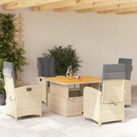 5-delige Tuinset met kussens poly rattan beige - thumbnail