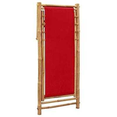 VidaXL Ligstoel bamboe en canvas rood