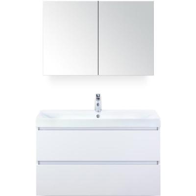 Maxx XL Badmeubelset 100 cm - Wit Hoogglans - Wastafel Just 1 Kraangat met Spiegelkast