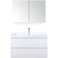 Maxx XL Badmeubelset 100 cm - Wit Hoogglans - Wastafel Just 1 Kraangat met Spiegelkast - thumbnail