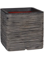 Capi Nature Rib NL 30x30x30cm vierkante plantenbak antraciet - thumbnail