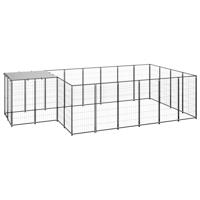 Hondenkennel 8,47 m² staal zwart - thumbnail