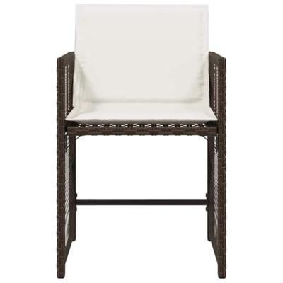 Tuinstoelen 4 st met kussens poly rattan bruin - thumbnail