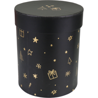 Geschenkdoos | Christmas | karton | 17cm | Ø13cm | Kerstmis | zwart/goud | 18 stuks - thumbnail