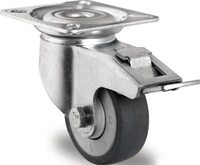 Promat/Tecwerk Zwenkwiel met totale rem van | Wiel-Ø 75 mm | draagvermogen 75 kg | mit bevestigingsplaat kogellager | rubber grijs - 3000276050